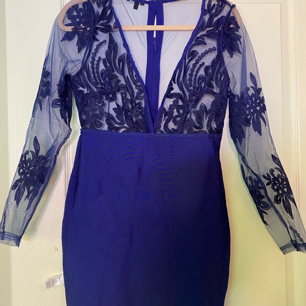 Fashion Nova Mesh See Through Sequin Bandage Dress